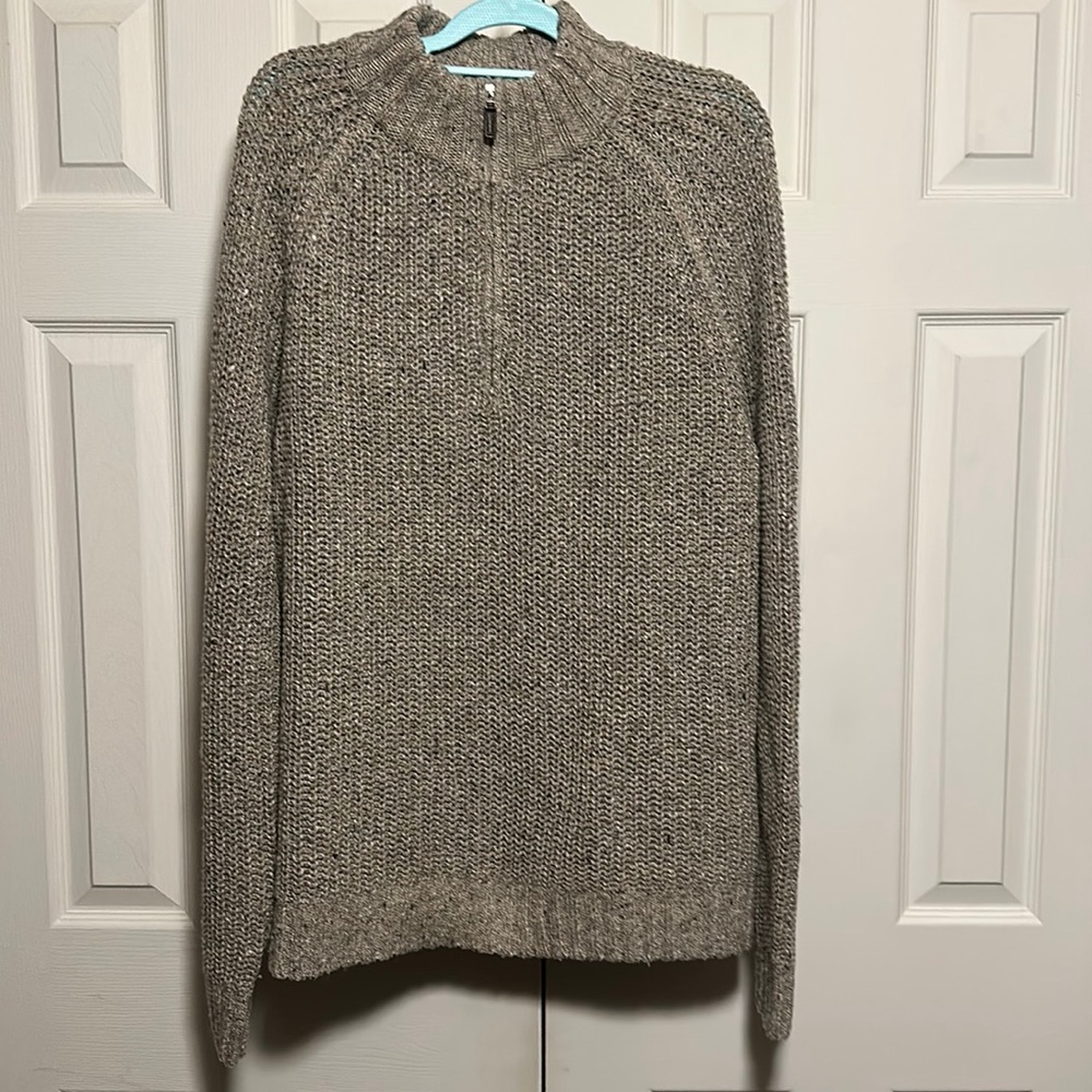 Bob Timberlake Woven Sweater with Leather Pull Accent size XL .